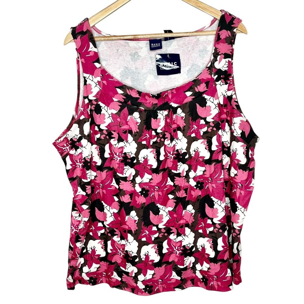 Vintage Y2K Basic Editions Floral Print Tank Top Womens 3X